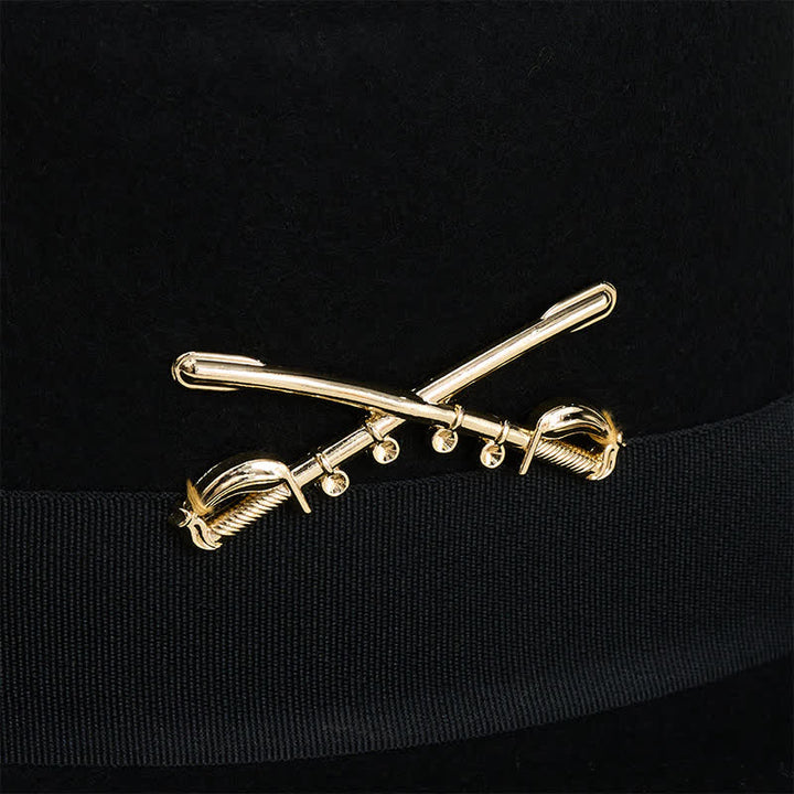 Golden Cavalry Decor Flat Top Wool Cowboy Hat - image 2