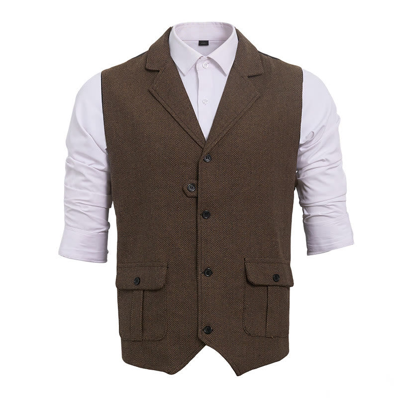 Men's Formal Lapel Collar Flap Pocket Dress Waistcoat - image 16