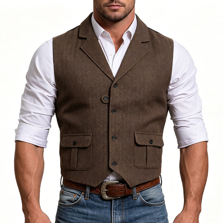 Men's Formal Lapel Collar Flap Pocket Dress Waistcoat - image 1