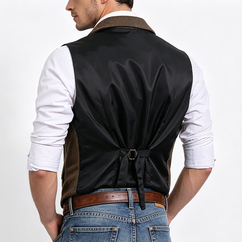 Men's Formal Lapel Collar Flap Pocket Dress Waistcoat - image 3