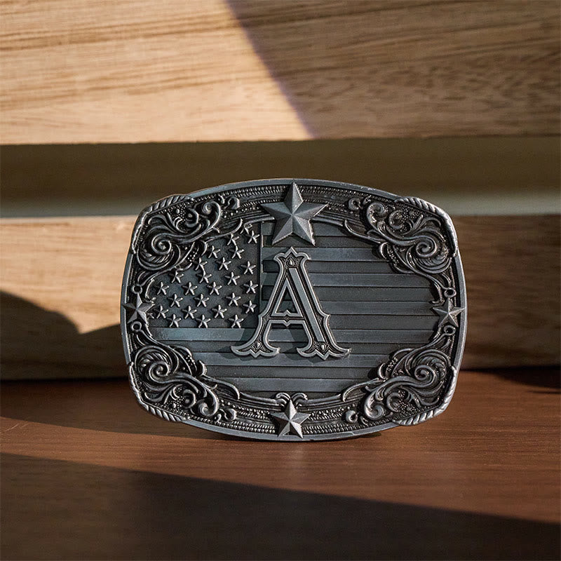 Western Star Flag Initial Letter DIY Buckle Leather Belt - A - Without Belt - image 0