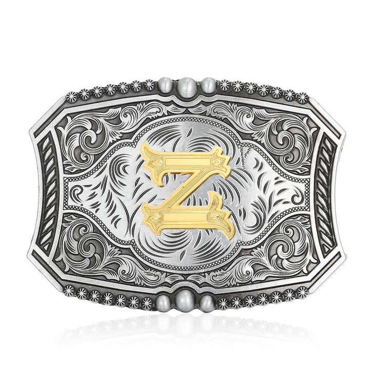 Vintage Initial Letter Square DIY Buckle Leather Belt - Z - Without Belt - image 29