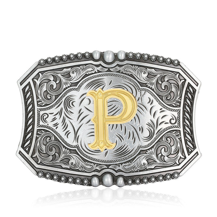 Vintage Initial Letter Square DIY Buckle Leather Belt - P - Without Belt - image 19