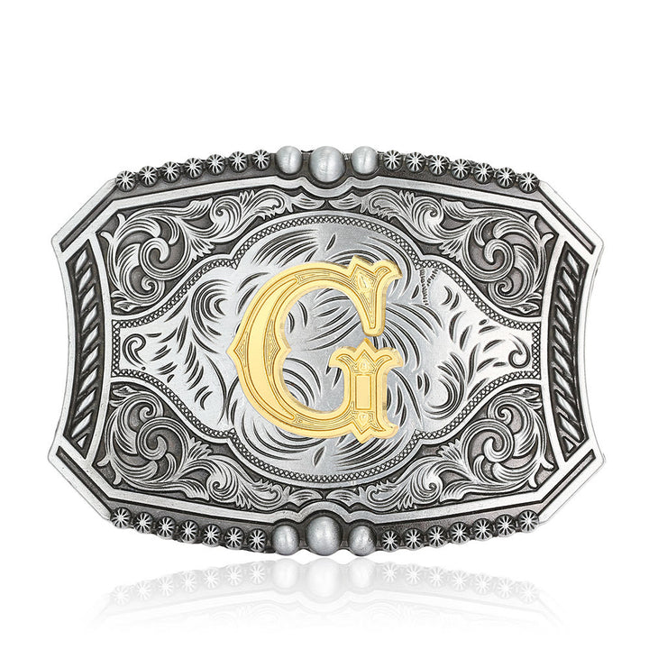 Vintage Initial Letter Square DIY Buckle Leather Belt - G - Without Belt - image 10