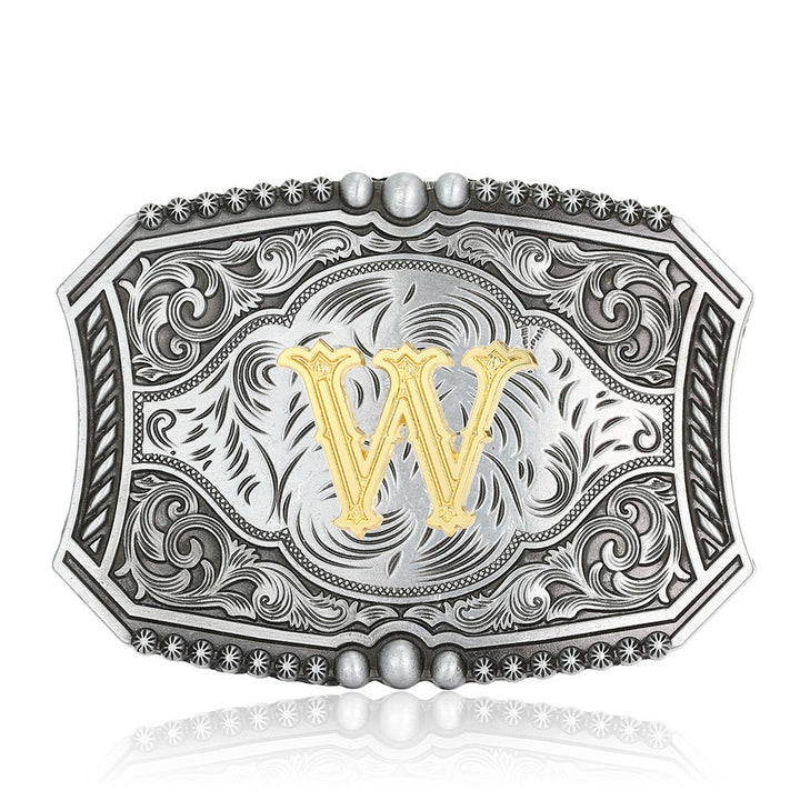 Vintage Initial Letter Square DIY Buckle Leather Belt - W - Without Belt - image 26