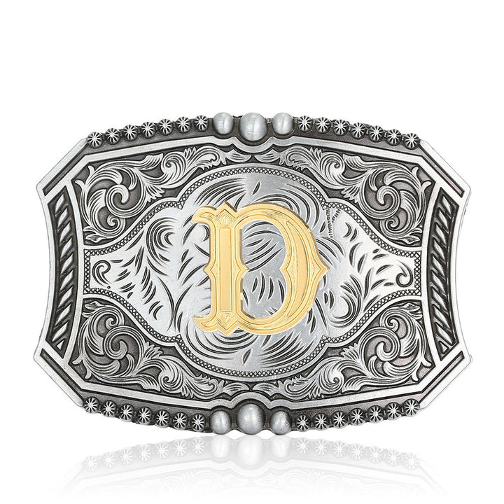 Vintage Initial Letter Square DIY Buckle Leather Belt - D - Without Belt - image 7