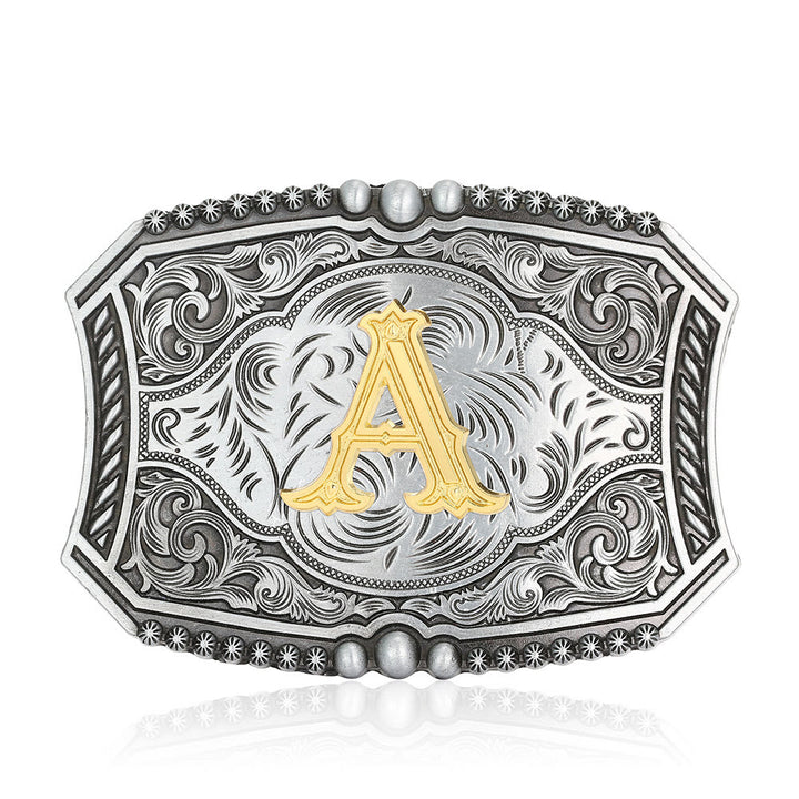 Vintage Initial Letter Square DIY Buckle Leather Belt - A - Without Belt - image 5