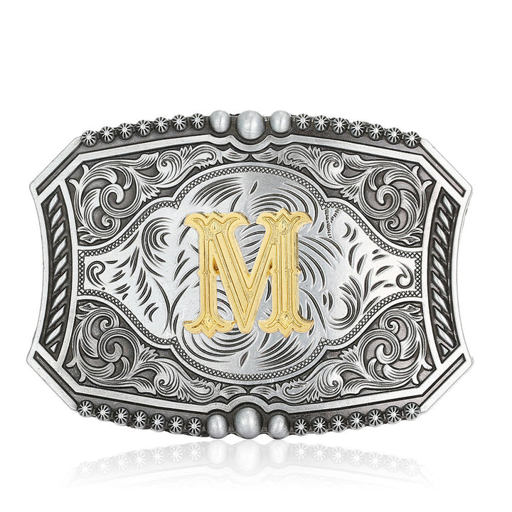Vintage Initial Letter Square DIY Buckle Leather Belt - M - Without Belt - image 16
