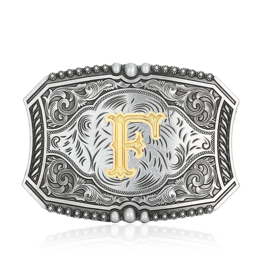 Vintage Initial Letter Square DIY Buckle Leather Belt - F - Without Belt - image 9