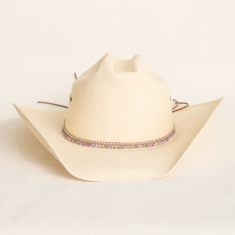 Rigid Straw Cowboy Hat Wide Brim Sun Protection Hat - image 1