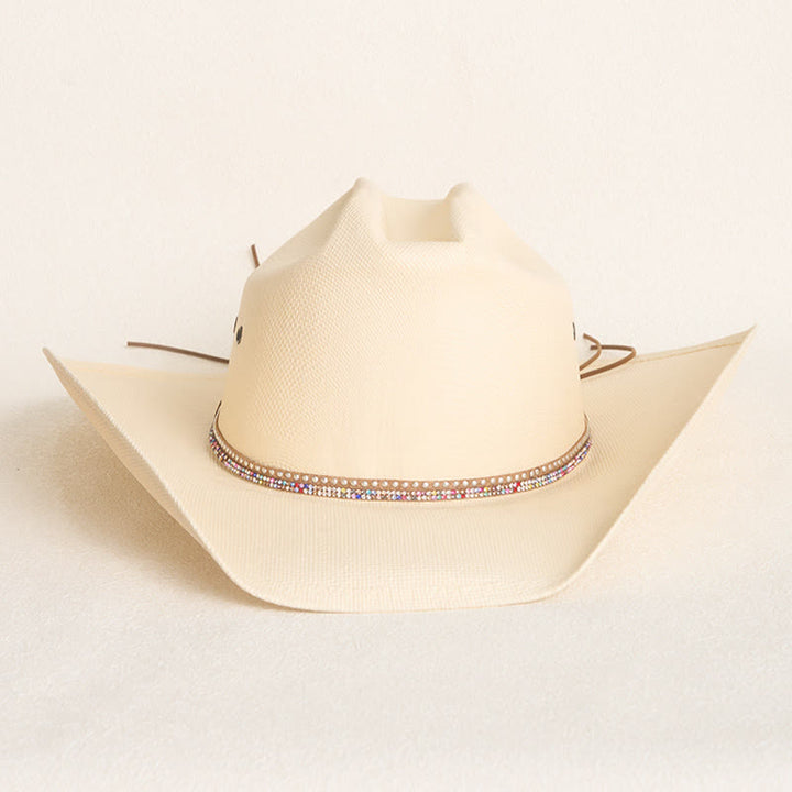 Rigid Straw Cowboy Hat Wide Brim Sun Protection Hat - image 1