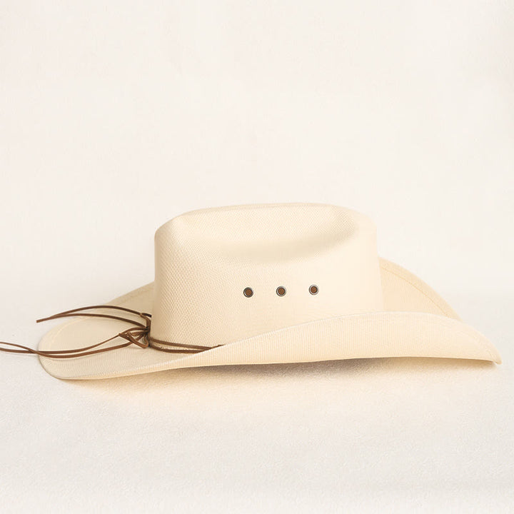 Rigid Straw Cowboy Hat Wide Brim Sun Protection Hat - image 4