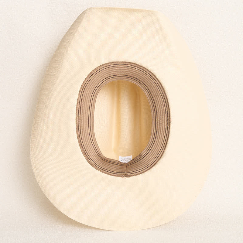 Rigid Straw Cowboy Hat Wide Brim Sun Protection Hat - image 7