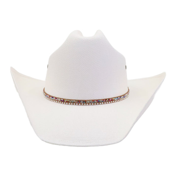 Rigid Straw Cowboy Hat Wide Brim Sun Protection Hat - White - M (22"-22 7/8") - image 8