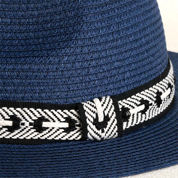 Women's Flat Top Straw Hat With Decorative Band Sun Hat - image 2