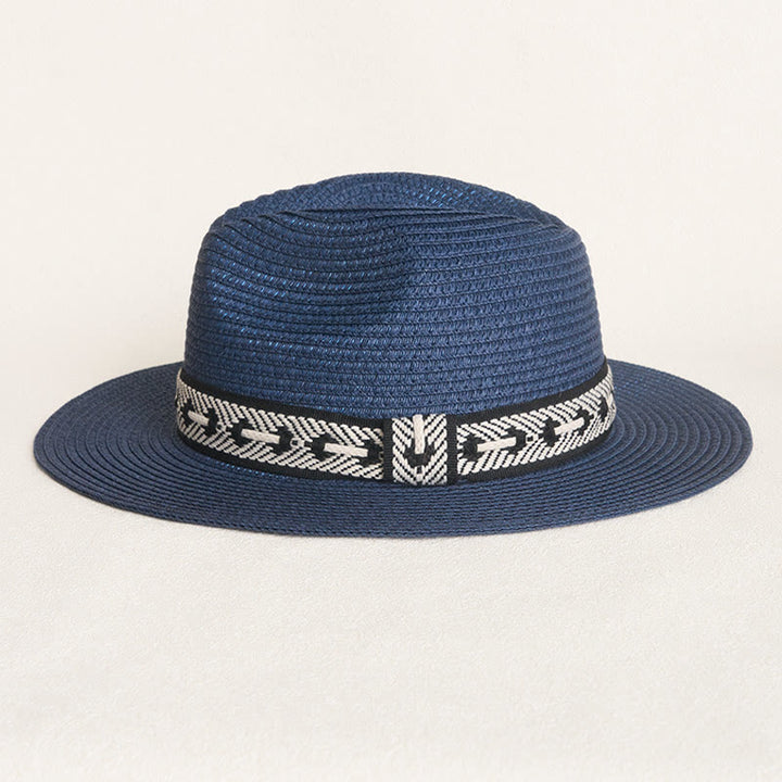 Women's Flat Top Straw Hat With Decorative Band Sun Hat - image 3