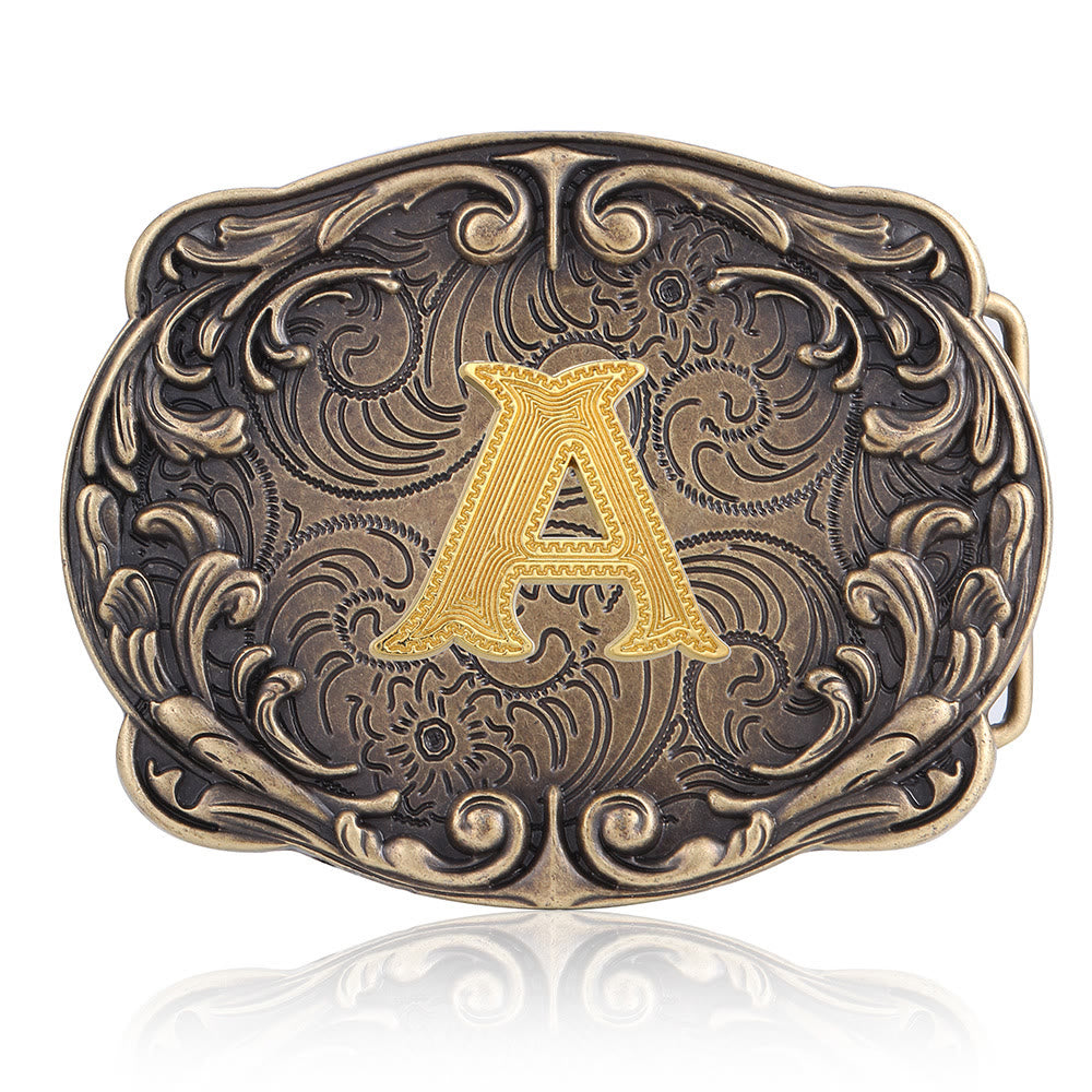 Retro Totem Initial Letter Western DIY Buckle Leather Belt - A - Without Belt - image 5