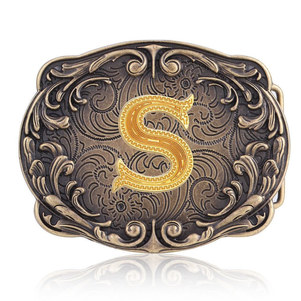 Retro Totem Initial Letter Western DIY Buckle Leather Belt - S - Without Belt - image 22