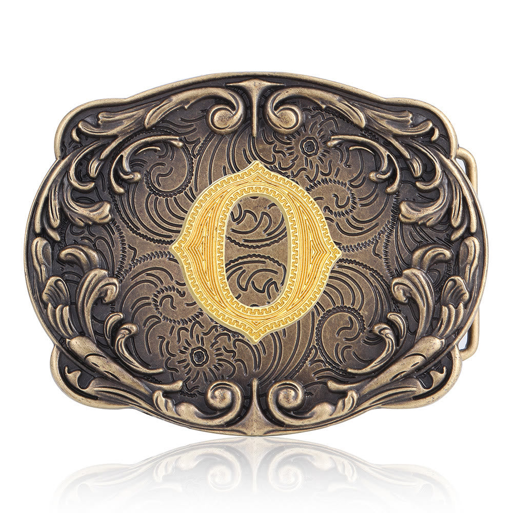 Retro Totem Initial Letter Western DIY Buckle Leather Belt - O - Without Belt - image 18