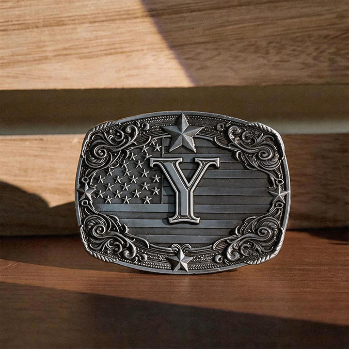 Western Star Flag Initial Letter DIY Buckle Leather Belt - Y - Without Belt - image 28
