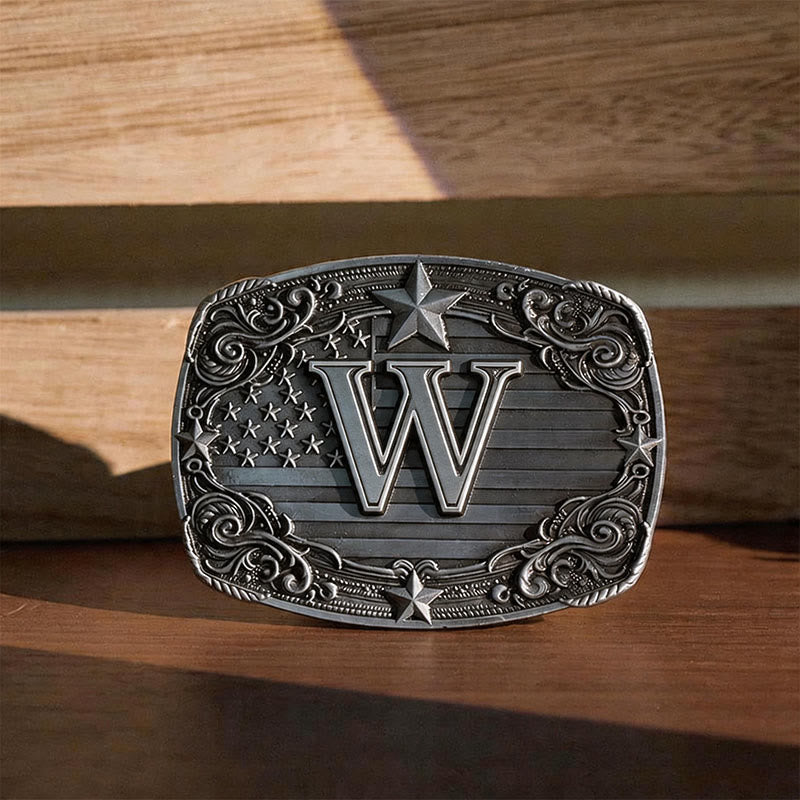 Western Star Flag Initial Letter DIY Buckle Leather Belt - W - Without Belt - image 26