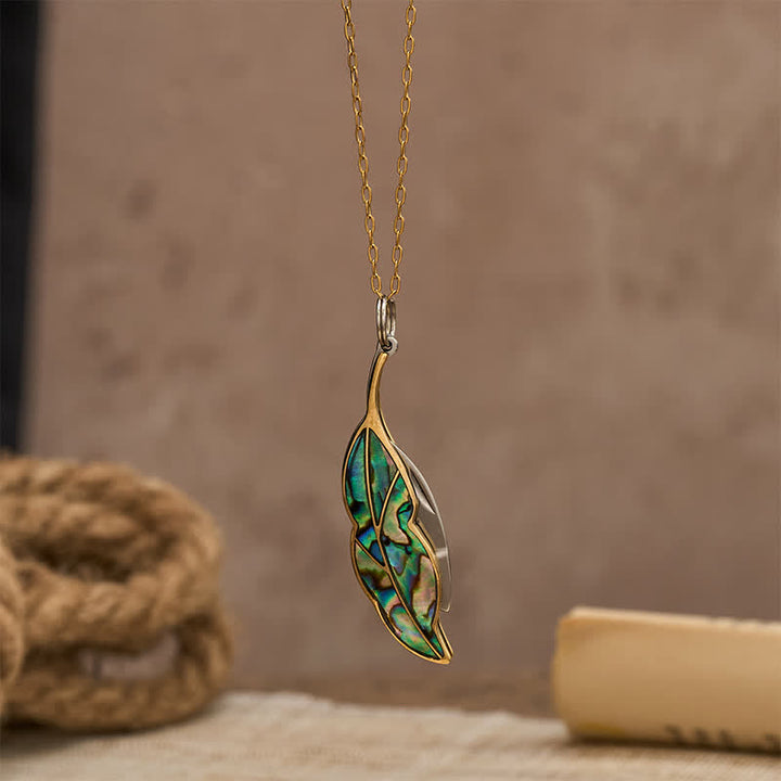 Leaf-Shaped Abalone Functional Pocket Knife Necklace - image 6