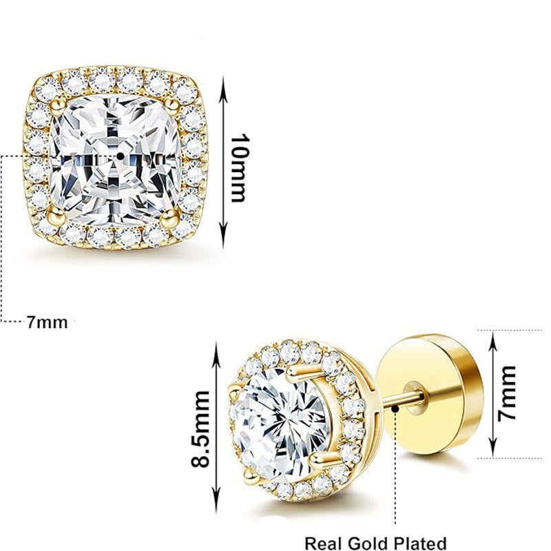 Geometric Classic Full Paved Halo Daily Stud Earring - image 3
