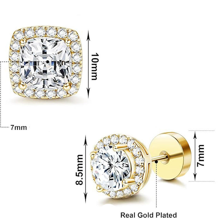 Geometric Classic Full Paved Halo Daily Stud Earring - image 3