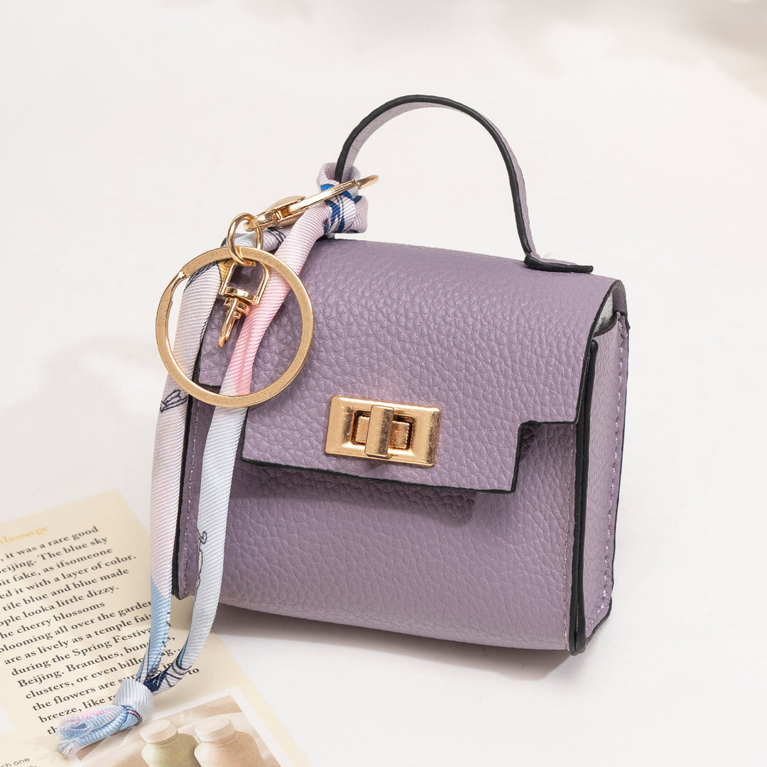 Creative Mini Handbag Style Purse Charm Keychain - Purple - image 5