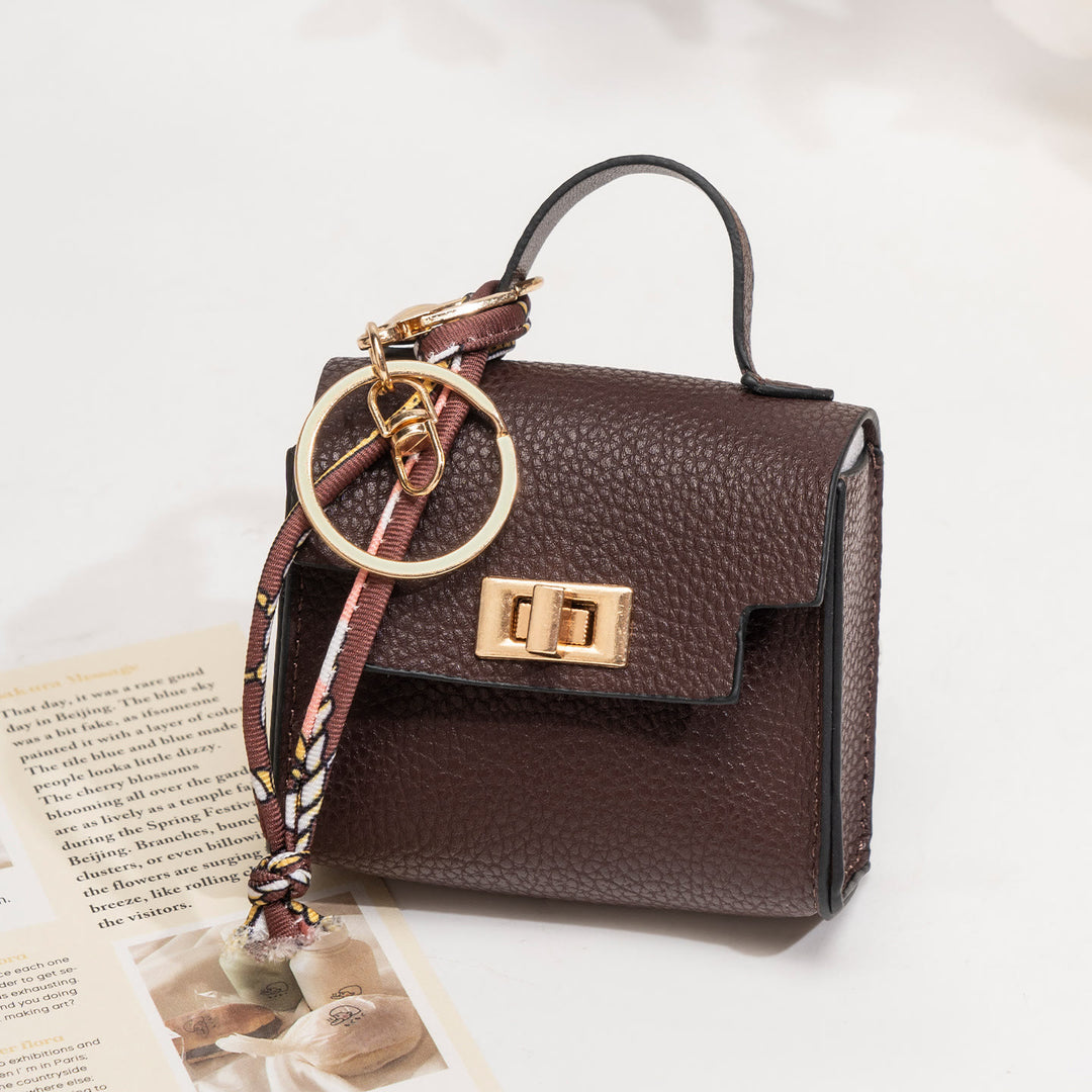 Creative Mini Handbag Style Purse Charm Keychain - Coffee - image 10