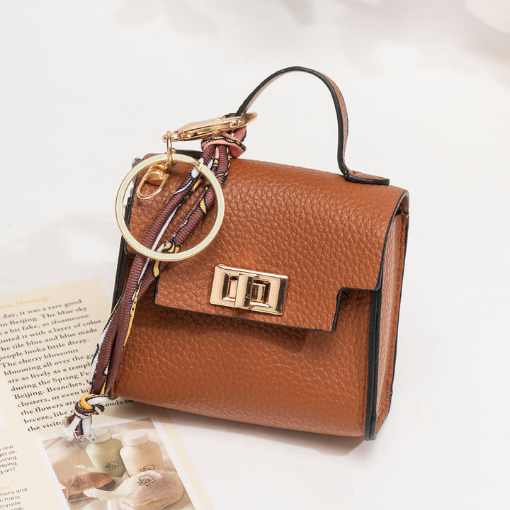 Creative Mini Handbag Style Purse Charm Keychain - Brown - image 12