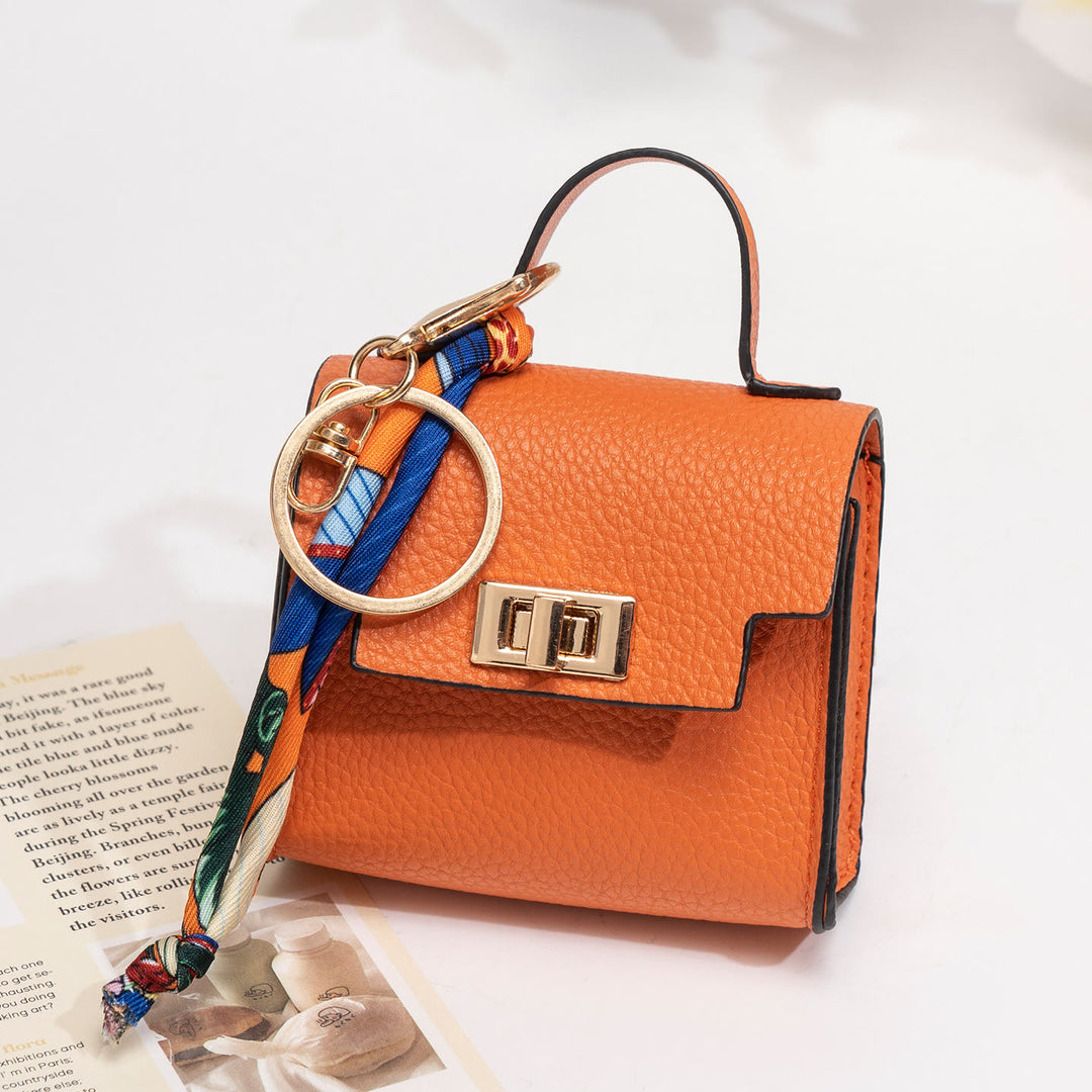 Creative Mini Handbag Style Purse Charm Keychain - Orange - image 0