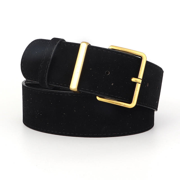 Retro Western Cowboy Style Suede Leather Belt - Black - 34 - image 1