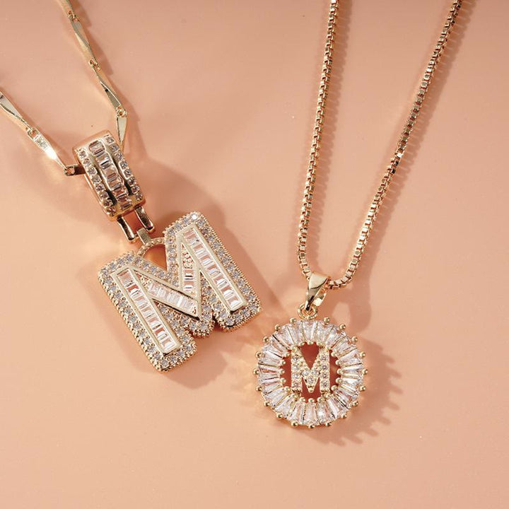 Gold Plated Full Iced Out Letter Pendant Necklace - image 0