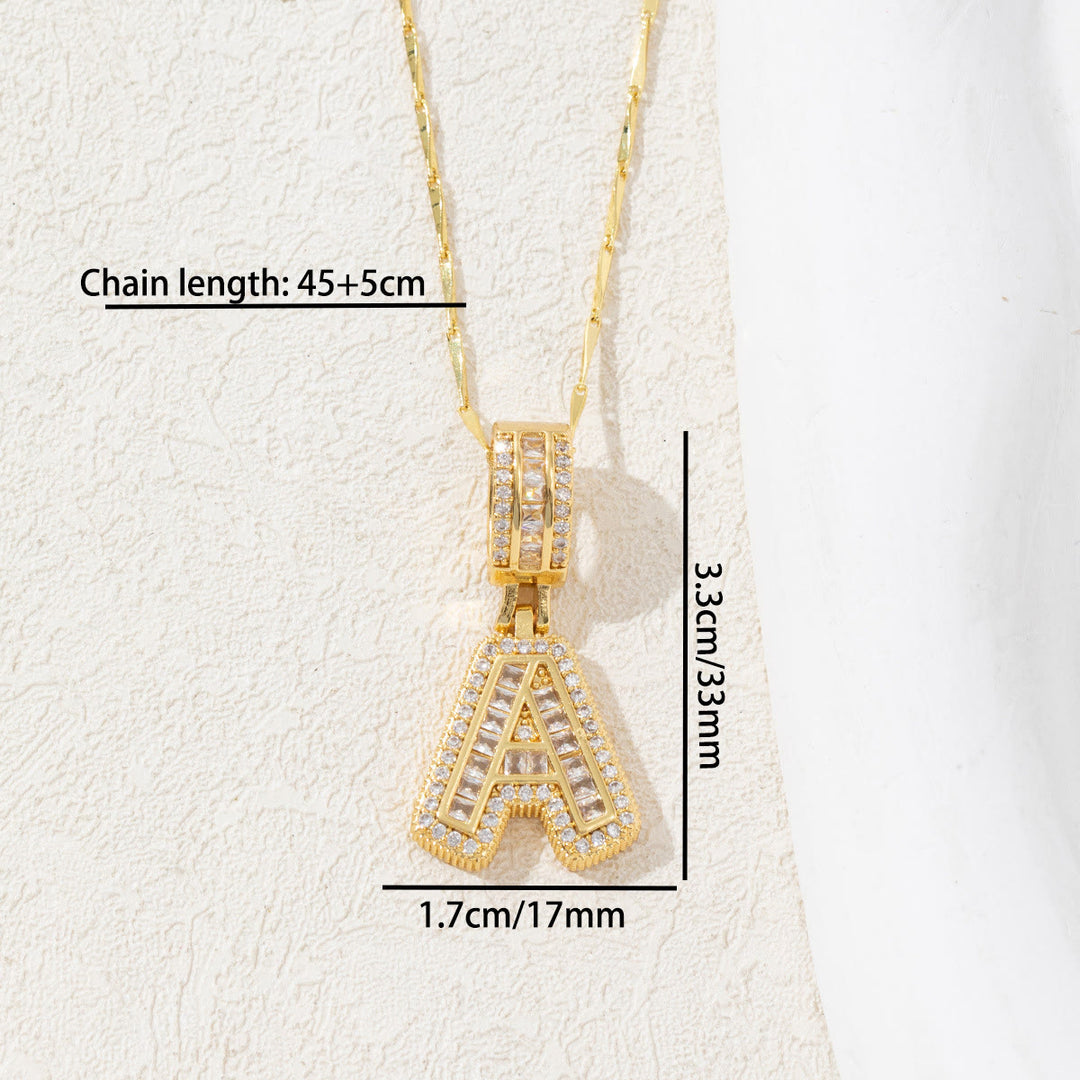 Gold Plated Full Iced Out Letter Pendant Necklace - image 3