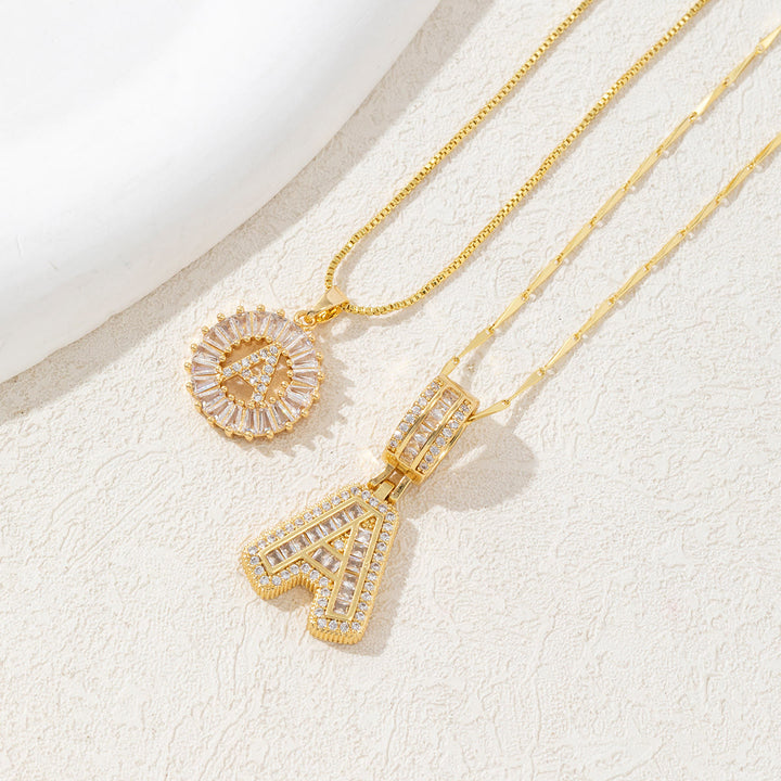 Gold Plated Full Iced Out Letter Pendant Necklace - Golden - A - image 2