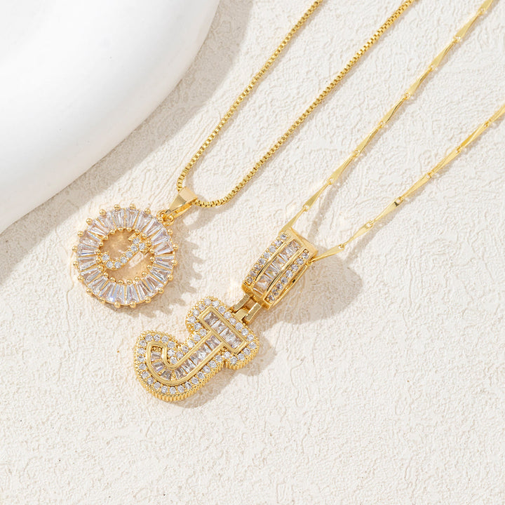Gold Plated Full Iced Out Letter Pendant Necklace - Golden - J - image 13