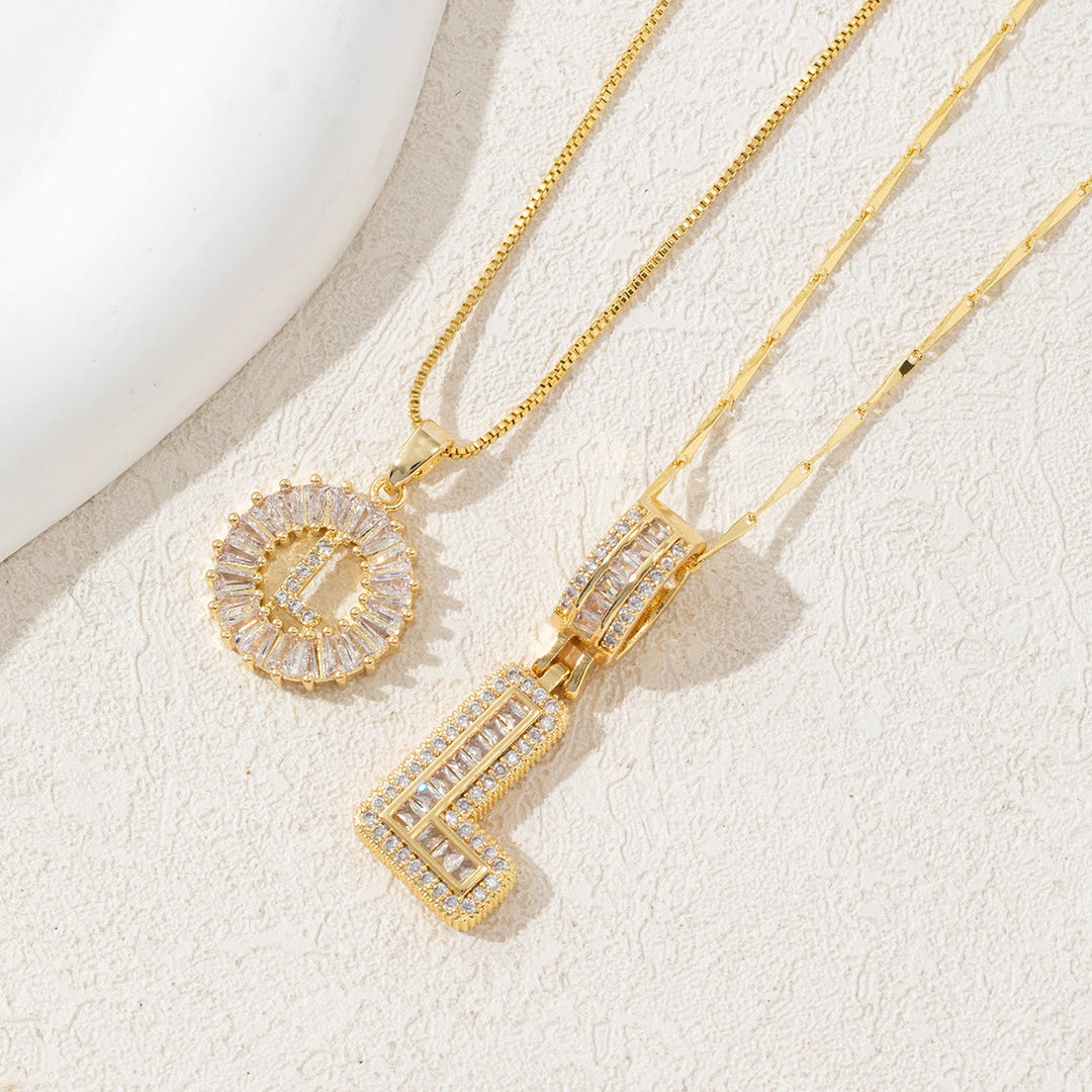 Gold Plated Full Iced Out Letter Pendant Necklace - Golden - L - image 15