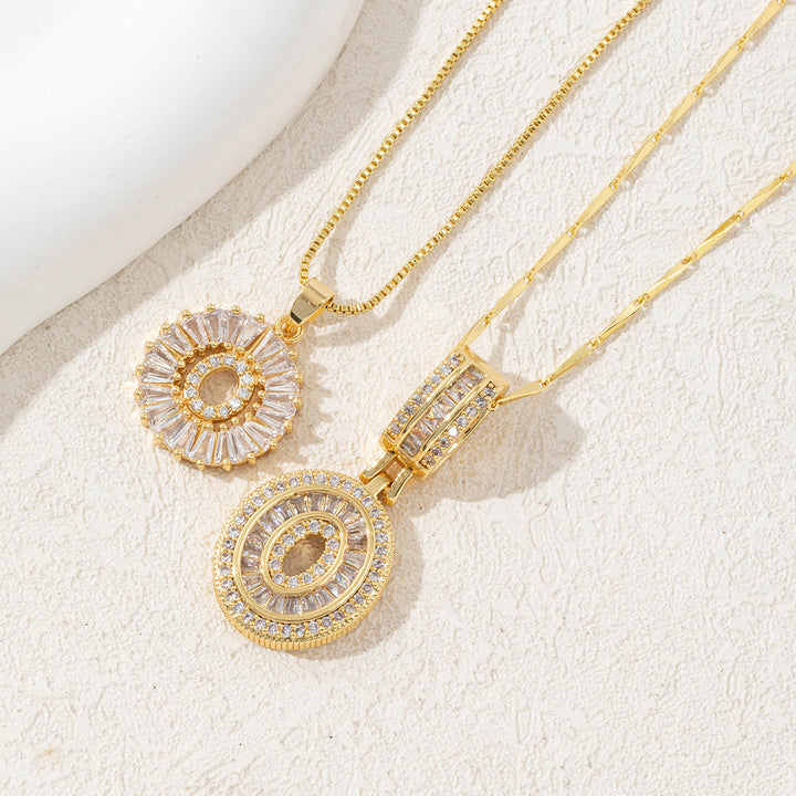 Gold Plated Full Iced Out Letter Pendant Necklace - Golden - O - image 17