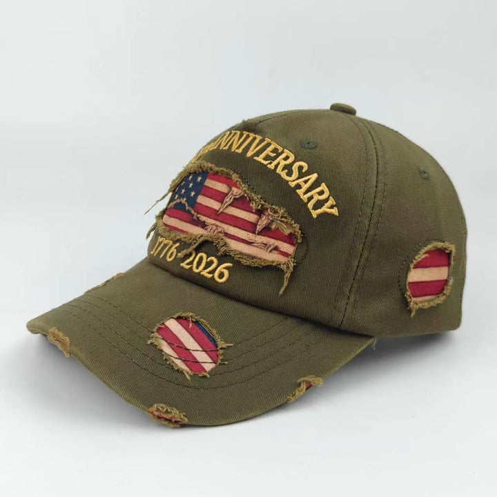 Vintage Washed Distressed Denim American Flag Baseball Cap - Green - Adjustable(22 7/8"-24 1/2") - image 10