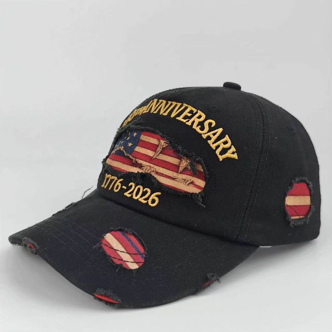 Vintage Washed Distressed Denim American Flag Baseball Cap - Black - Adjustable(22 7/8"-24 1/2") - image 6