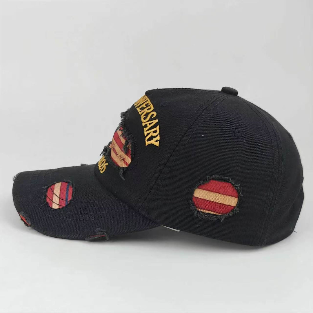 Vintage Washed Distressed Denim American Flag Baseball Cap - image 7