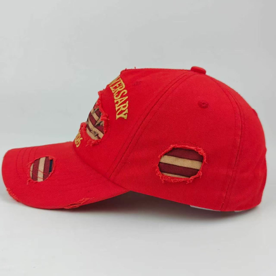 Vintage Washed Distressed Denim American Flag Baseball Cap - image 9