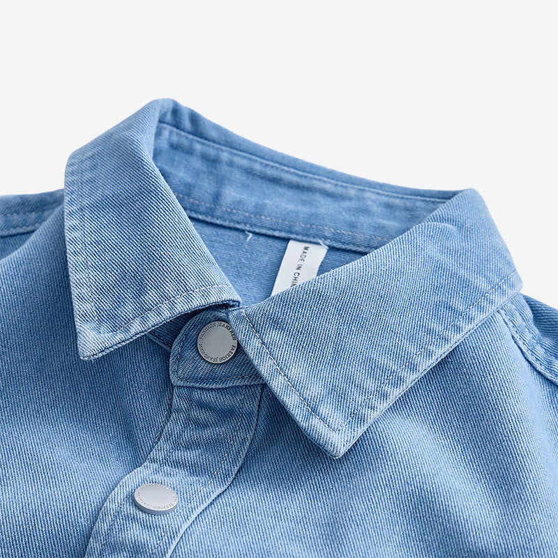 Men's Casual Loose Fit Long Sleeve Denim Button Up Shirt - image 3