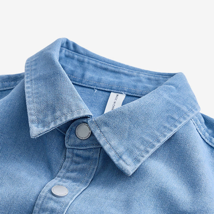 Men's Casual Loose Fit Long Sleeve Denim Button Up Shirt - image 3