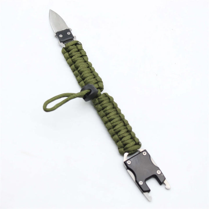 Multifunctional Hidden Knife Emergency Paracord Survival Bracelet - Adjustable Army Green - image 7