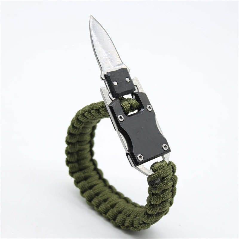 Multifunctional Hidden Knife Emergency Paracord Survival Bracelet - Army Green - image 2