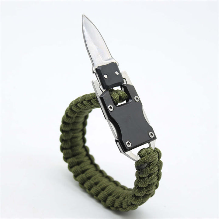 Multifunctional Hidden Knife Emergency Paracord Survival Bracelet - Army Green - image 2