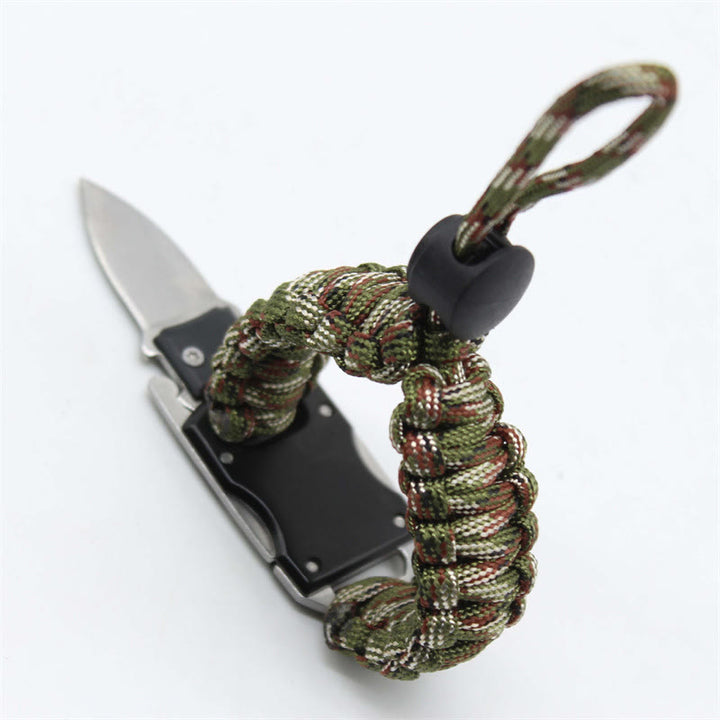 Multifunctional Hidden Knife Emergency Paracord Survival Bracelet - Adjustable Army Green Camouflage - image 8