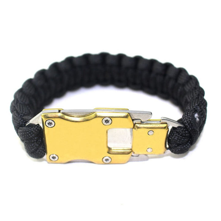 Multifunctional Hidden Knife Emergency Paracord Survival Bracelet - Black & Gold Buckle - image 5